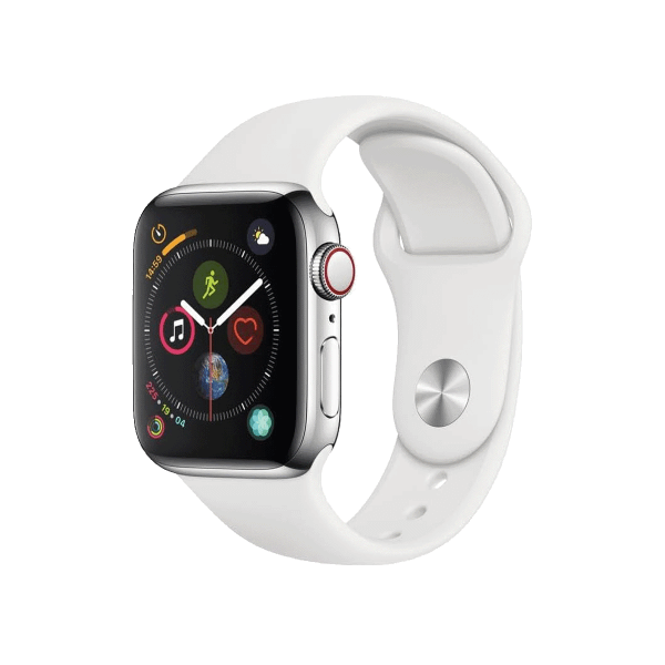 Refurbished Apple Watch Series 4 40mm Stainless Steel Argent Bracelet Sport Blanc GPS WiFi 4G Refurbished.lu