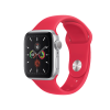 Refurbished Apple Watch Serie 5 | 40mm | Aluminium Argent | Bracelet Sport Rouge | GPS | WiFi + 4G