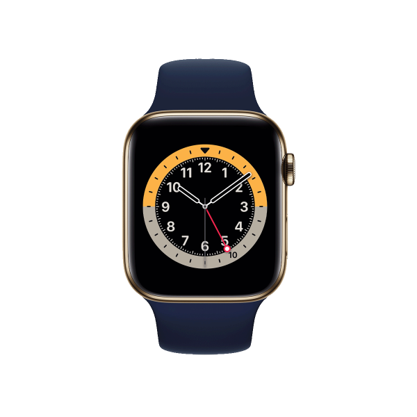 Refurbished Apple Watch Serie 6 | 44mm | Stainless Steel Or | Bracelet Sport Deep Navy | GPS | WiFi + 4G