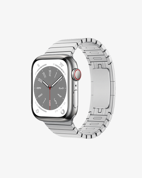 Refurbished Apple Watch Serie 8 | 41mm | Stainless Steel Argent | Bracelet à Maillons Argent | GPS | WiFi + 4G