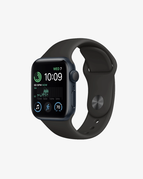 Refurbished Apple Watch Series SE 2022 | 40mm | Aluminium Bleu Minuit | Bracelet Sport Noir | GPS | WiFi + 4G