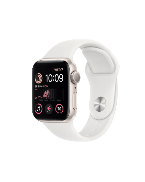 Refurbished Apple Watch Series SE 2022 | 40mm | Aluminium Starlight Blanc | Bracelet Sport Blanc | GPS | WiFi + 4G