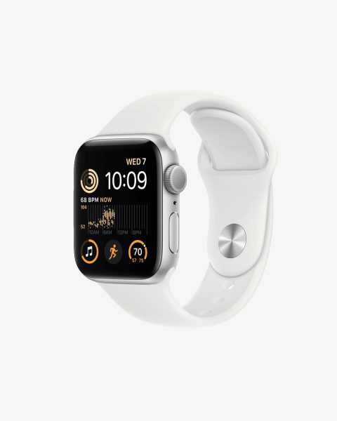 Refurbished Apple Watch Series SE 2022 | 40mm | Aluminium Argent | Bracelet Sport Blanc | GPS | WiFi + 4G